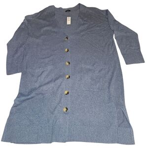 TALBOTS Blue Women's Knit Cardigan Sweater Button Down Plus Size 2X NWT